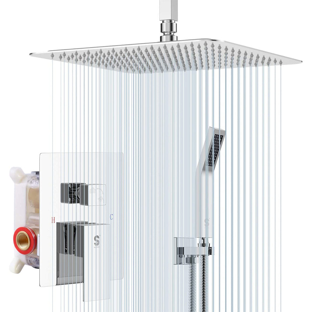 10/12/16 inch Polished Chrome Wall Mounted Shower System – SR SUNRISE