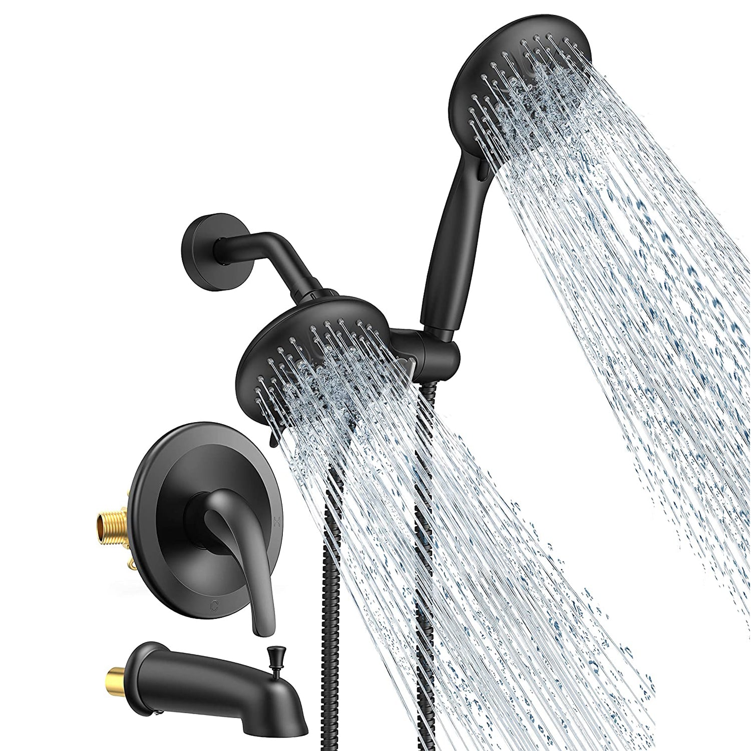 Matte Black Shower Faucet System Combo Setrainfall Head with Hand Show —  Savvy Shower