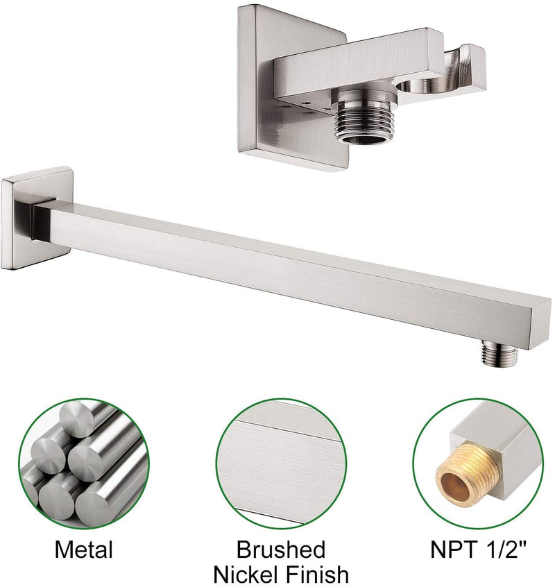 12 Inch Brushed Nickel Wall Mounted Shower System with Tub Spout