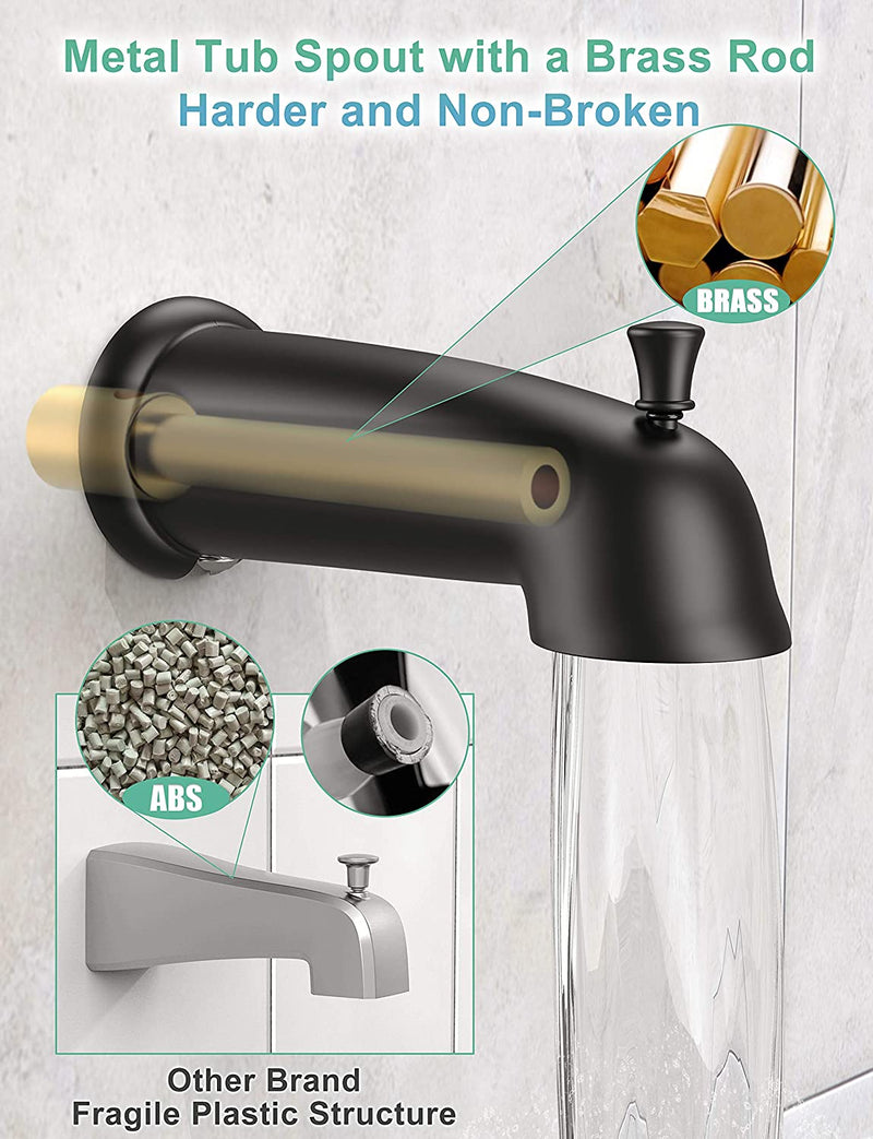 Matte Black Dual 2 in 1 Shower System Combo with tub spout
