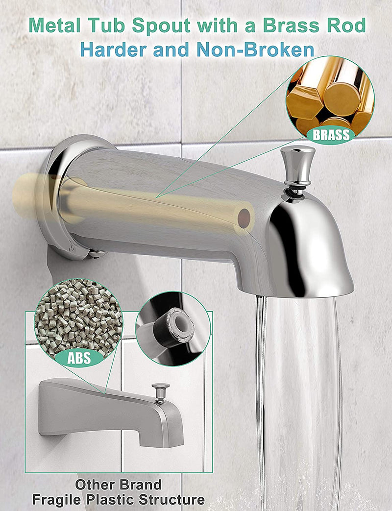 Polished Chrome Dual 2 in 1 Shower System Combo with tub spout