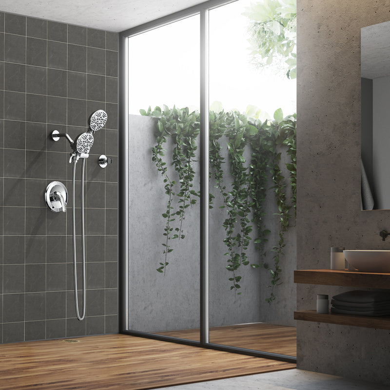 Polished Chrome 7+7 Settings Complete Shower System with Rough-in Valve