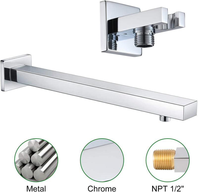 12 Inch Polished Chrome Wall Mounted Shower System with Tub Spout
