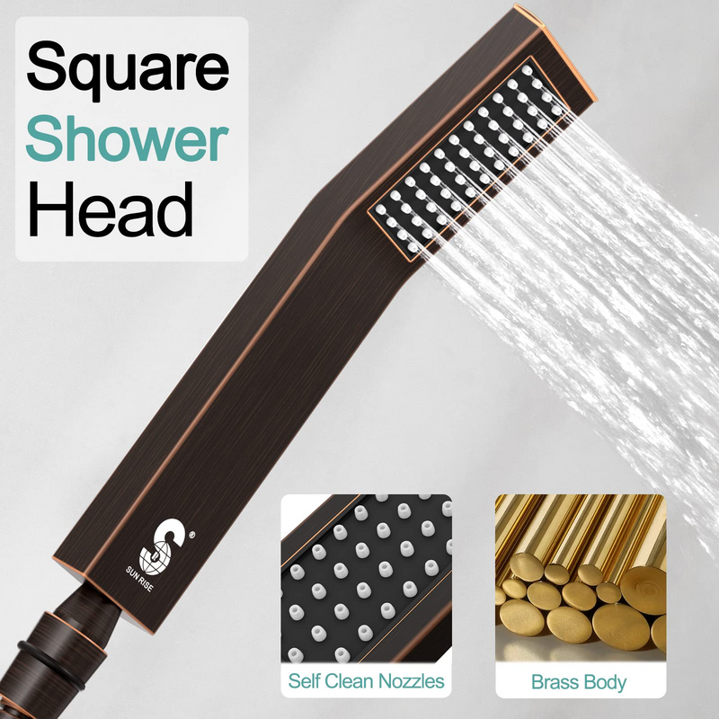 12 Inch Oil Rubbed Bronze Slide Bar Wall Mounted Shower System