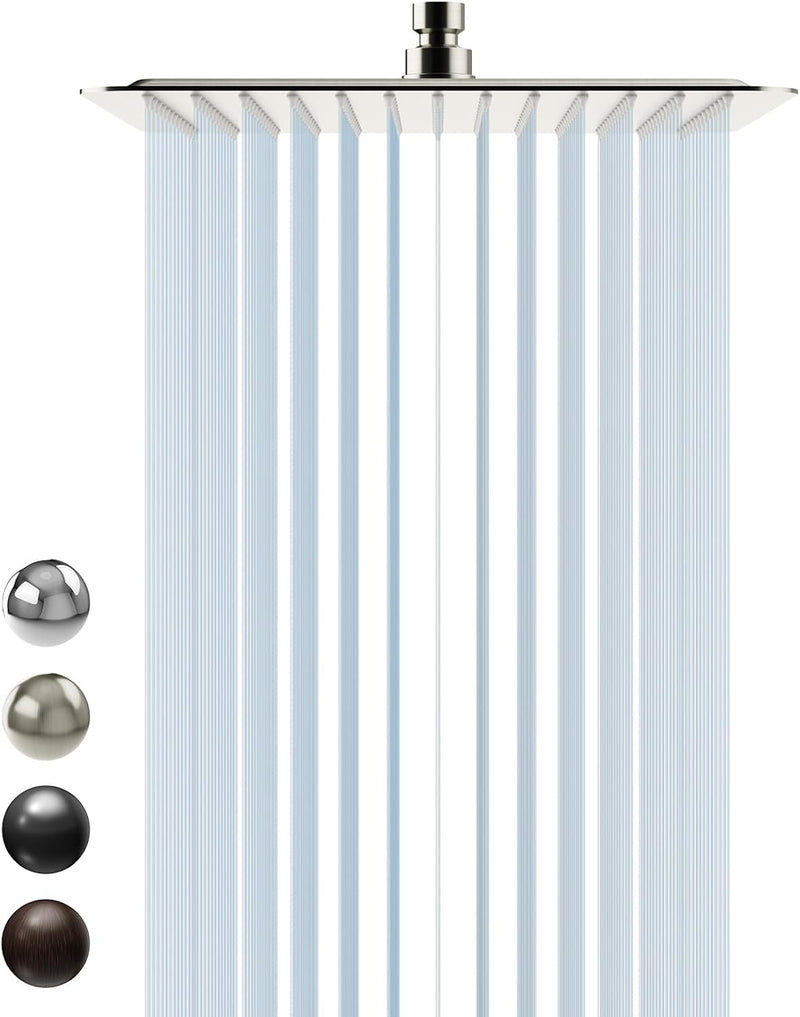 10/12/16 Inch Brushed Nickel Rain Shower Head