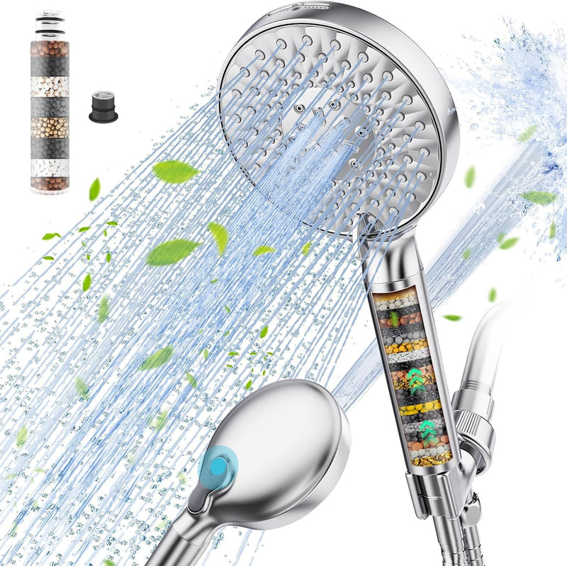 SR SUN RISE Filtered Shower Head with Handheld, High Pressure 9 Spray Mode  Showerhead with Filters