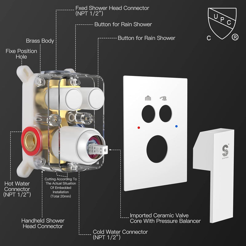 Push Button Shower Systems Shower Panel System Push Button 10 Inch – SR SUNRISE