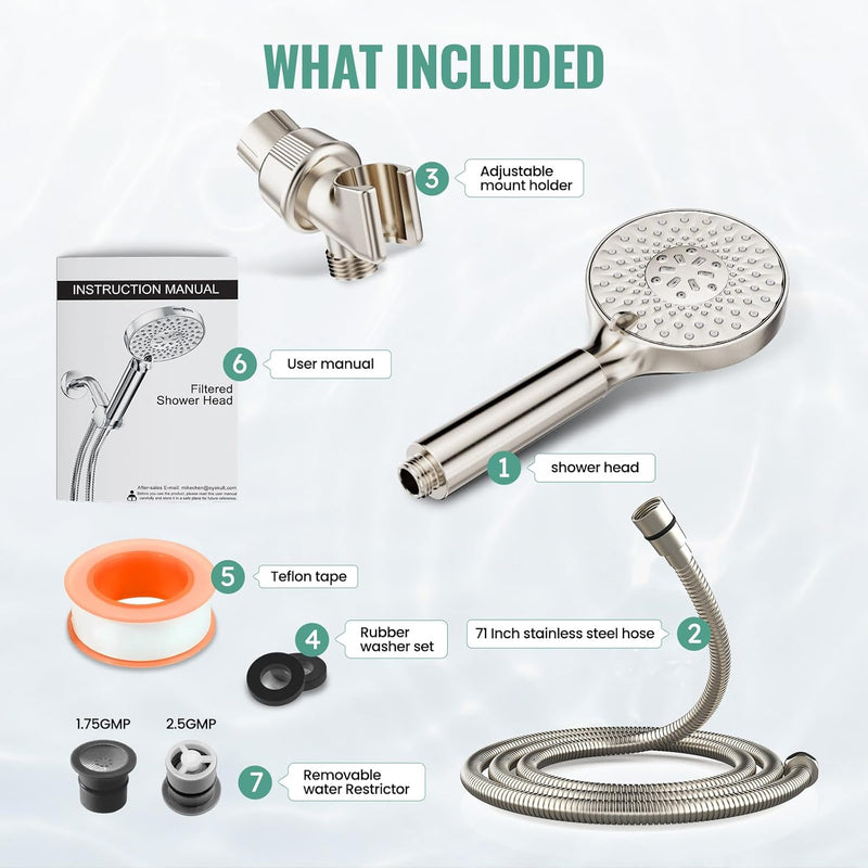 SR SUN RISE Filtered Shower Head with Handheld, High Pressure 9 Spray Mode  Showerhead with Filters