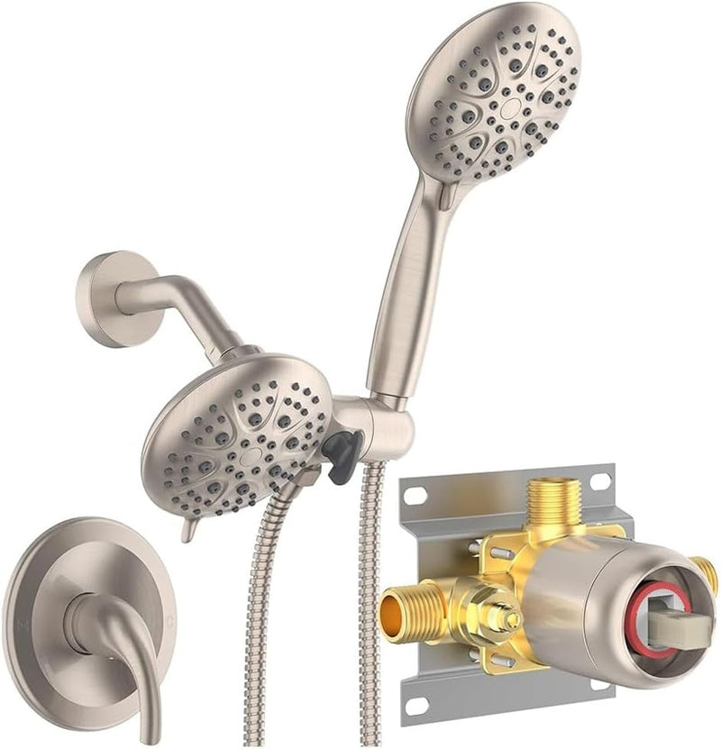 35-Function Brushed Nickel Handheld Shower Head & Rain Shower Combo Set