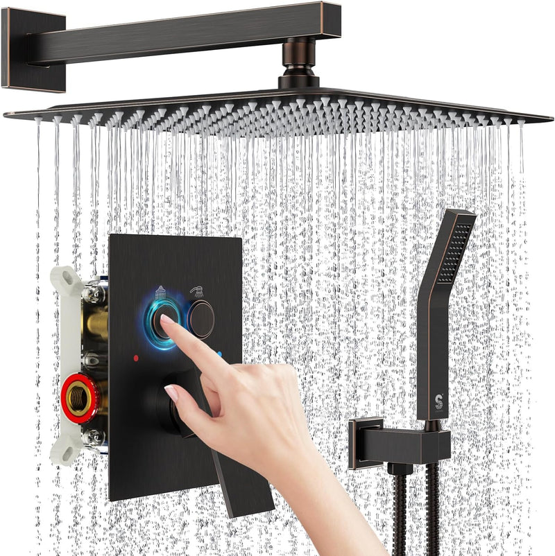 Push Button Shower Systems SR SUN RISE Shower System with Push Button Diverter Bathroom Luxury 12 ...