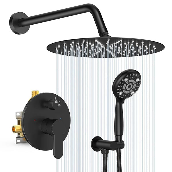 SR SUN RISE Shower Faucet - 8/10/12/16 Inch Multifunctional High Pressure Shower Head System with Handheld Shower Head Fixtures - Valve Included