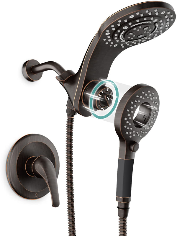 SR SUN RISE 1.8 GPM Single Handle Shower Faucet 8-Spray 2-in-1 Dual Shower Head with Handheld Magnetic Docking System with Pause Setting for Saving Water