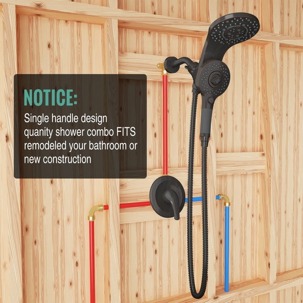 SR SUN RISE 1.8 GPM Single Handle Shower Faucet 8-Spray 2-in-1 Dual Shower Head with Handheld Magnetic Docking System with Pause Setting for Saving Water