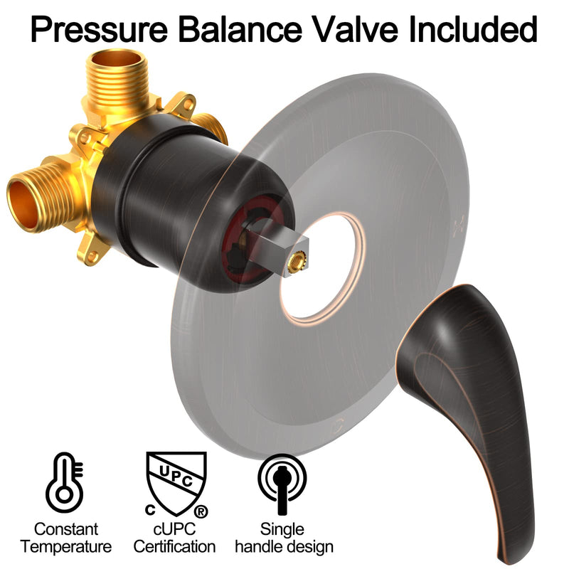 SR SUN RISE 1.8 GPM Single Handle Shower Faucet 8-Spray 2-in-1 Dual Shower Head with Handheld Magnetic Docking System with Pause Setting for Saving Water