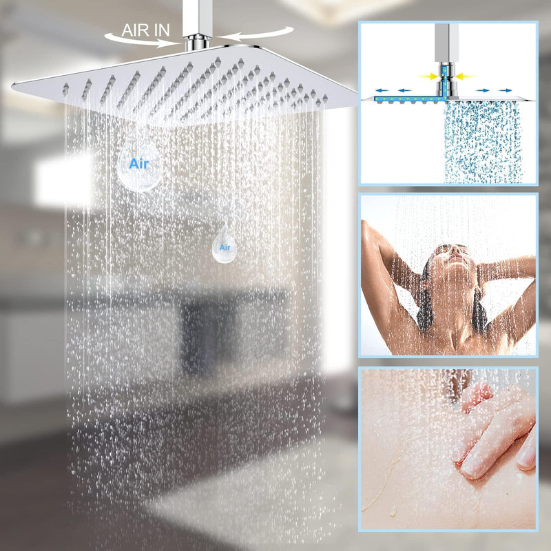 Rain Shower System, Polished Chrome Shower Faucets Sets Complete with 10 Inch Rain Shower Head and Handheld