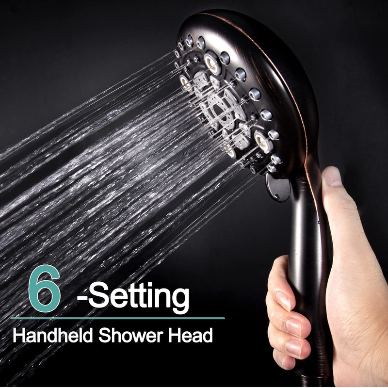 SR SUN RISE 10 Inches Wall Mounted Shower System with Tub Spout Shower Tub Faucets Sets Complete Newer Model High Pressure 8-Spray Rain Shower Head and 6-Setting Handheld Combo