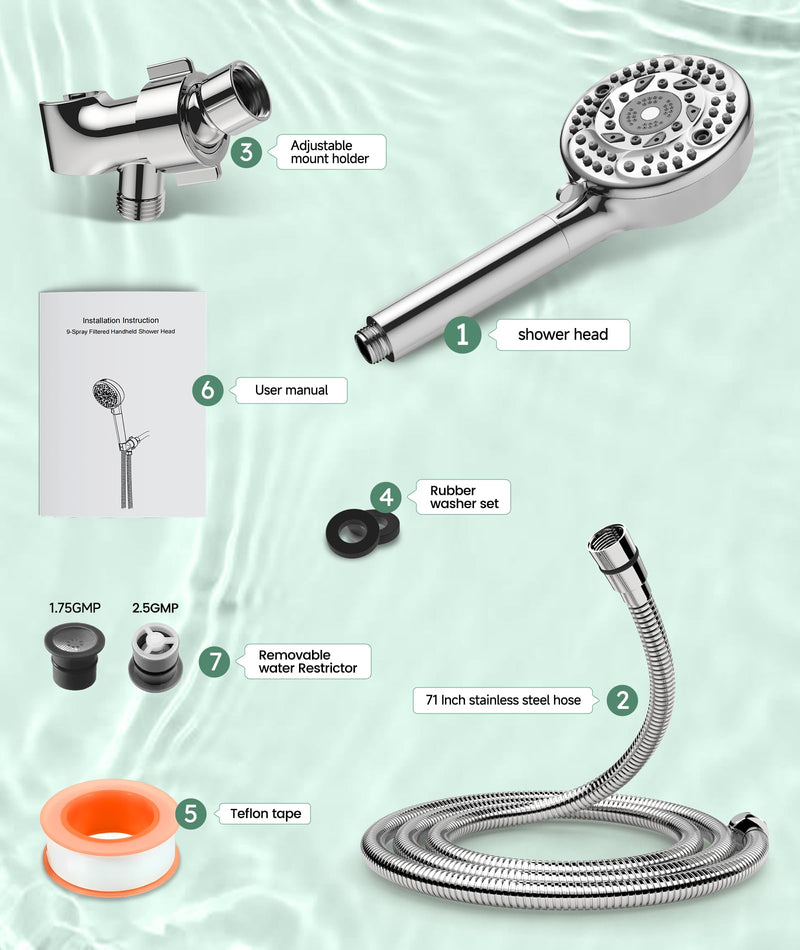 thumbnail image 2 of Dycoony Filtered Shower Head With Handheld,130mm Large Panel 2 of 14
