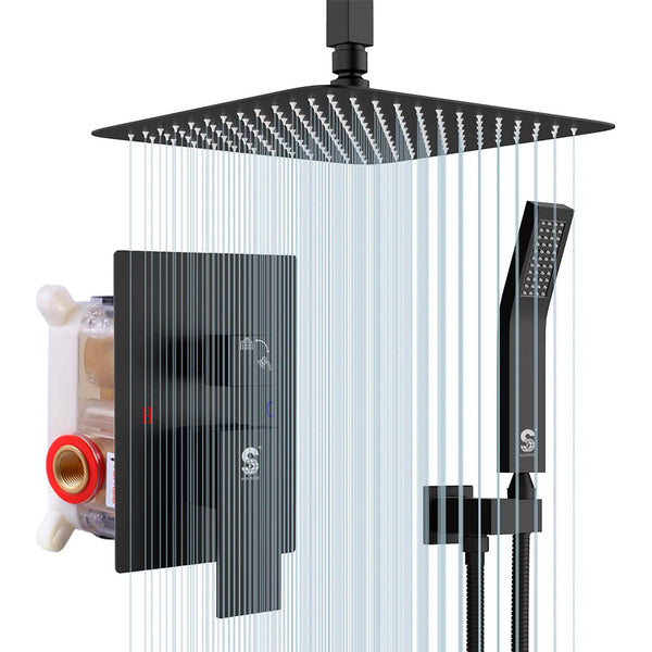 Matte Black 10 Inch shower System with Height Adjustable Slide Bar and – SR  SUNRISE