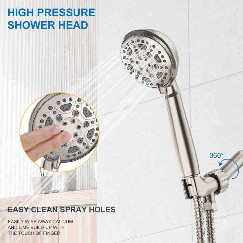 4 Inches 6-settings Brushed Nickel High Pressure Handheld Shower Head