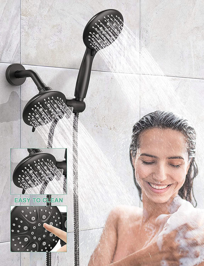 Matte Black Dual 2 in 1 Shower System Combo with tub spout