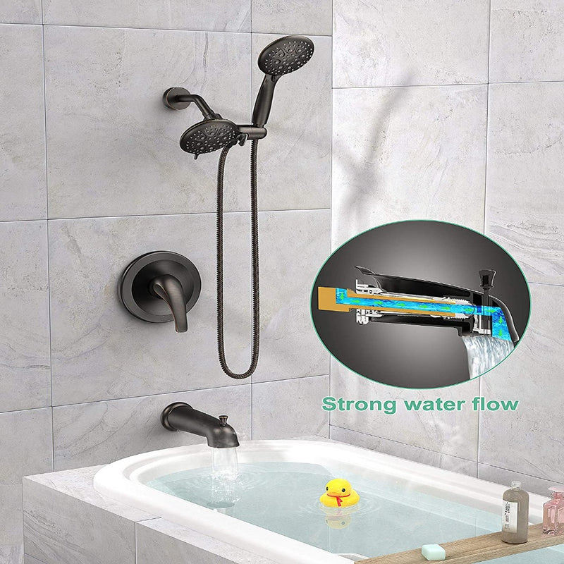 Oil Rubbed Bronze Dual 2 in 1 Shower System Combo with tub spout