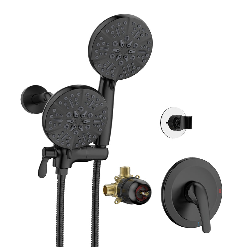 Matte Black 7+7 Settings Complete Shower System with Rough-in Valve