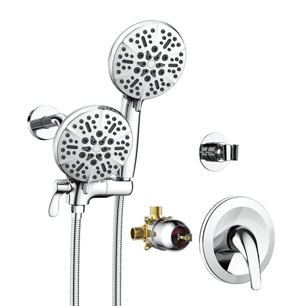 Polished Chrome 7+7 Settings Complete Shower System with Rough-in Valve