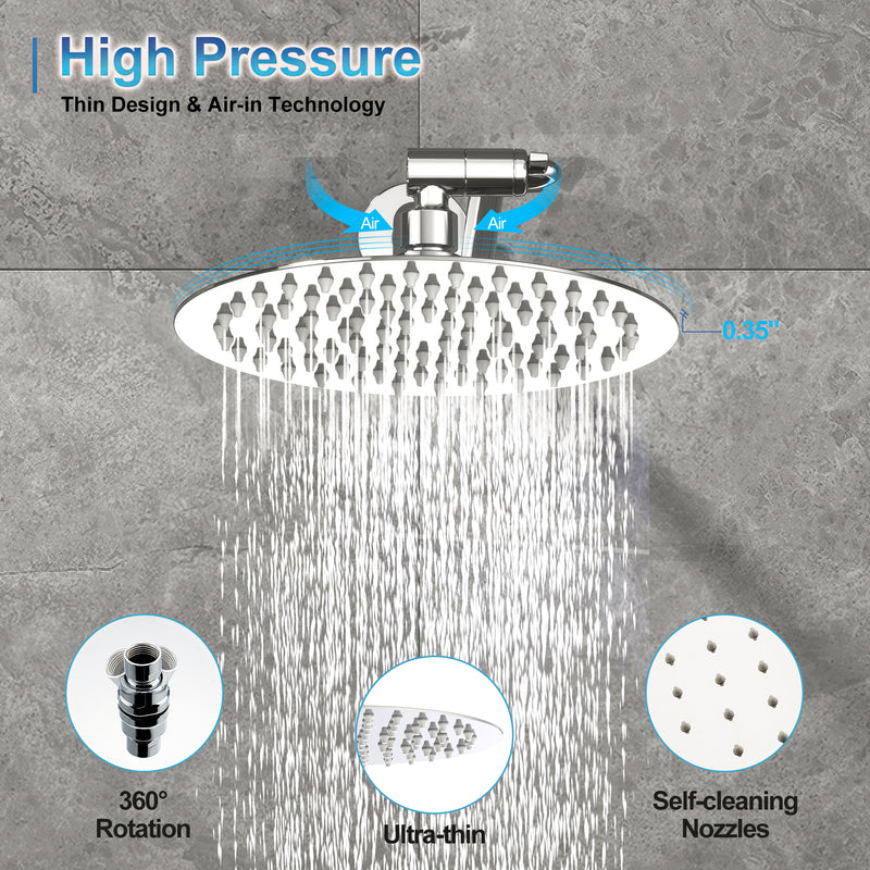 Shower Head, 8 Inch High Pressure Rain Shower Head/hand Shower Head  Combination With 11 Inch Extension Arm