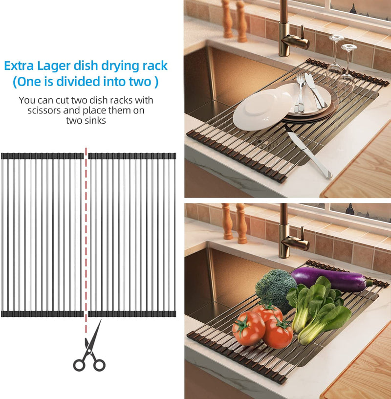 Black Stainless Steel Over The Sink Dish Drying Rack