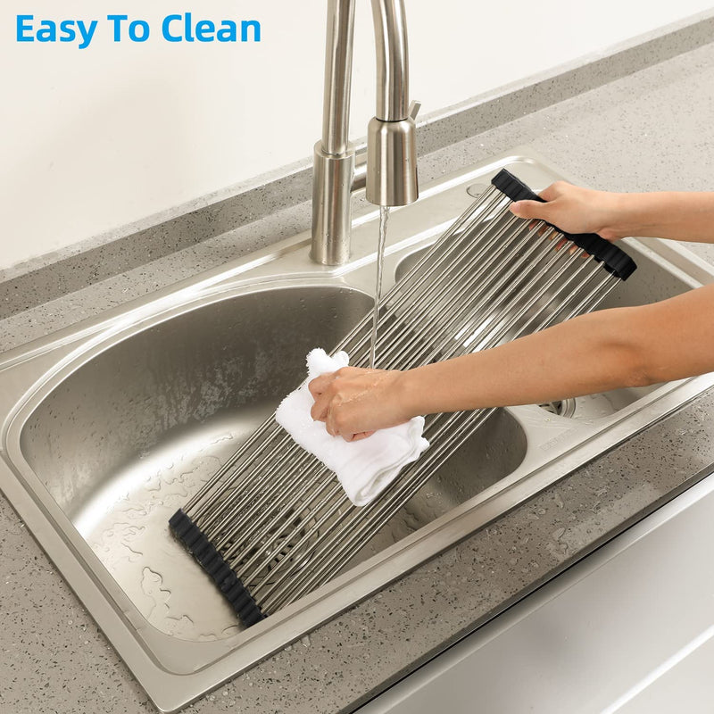 Black Stainless Steel Over The Sink Dish Drying Rack