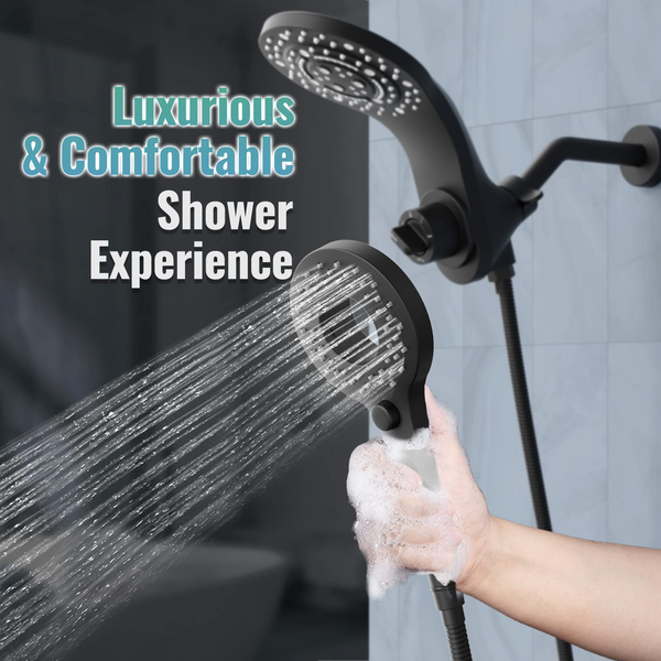2-in-1 ‎Matte Black Magnetic Shower Tub Faucet with 8 Function Rain Shower Head and Tub